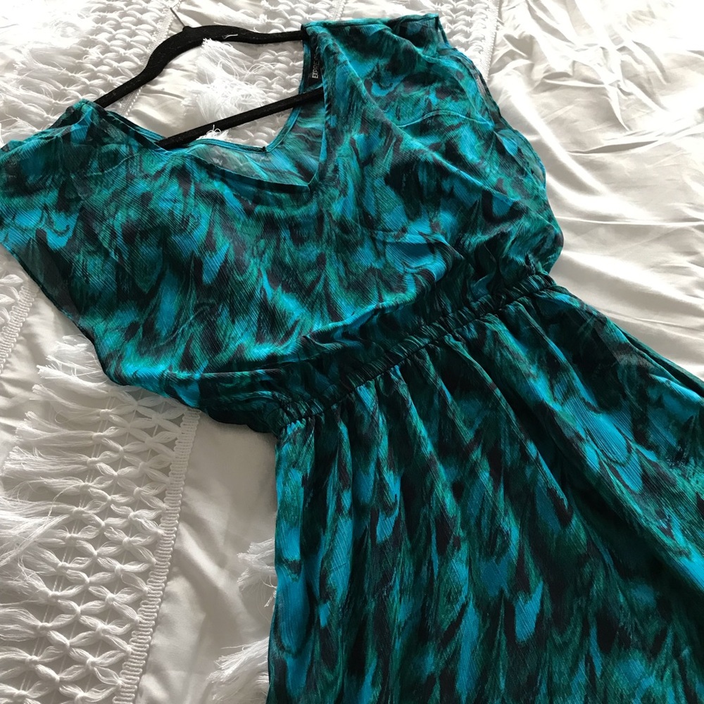 Teal Patterned Express Dress